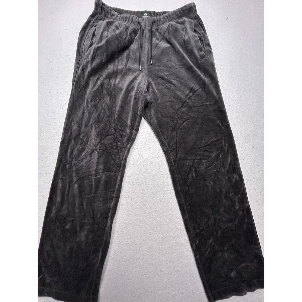 H&M Relaxed Fit Velour Joggers Cotton Polyester Gray Small Mens